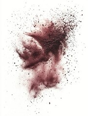 Fototapeta premium 赤い粉が空中に舞い上がり、抽象的な形を作り出している様子
