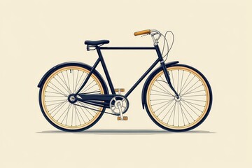 Fototapeta premium Classic black bicycle with a sleek design and wooden accents set against a neutral background