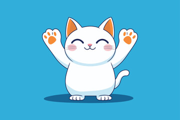 Cute Pointing Cat Vector - Adorable Cartoon Character Illustration with Playful Gesture for Fun and Whimsical Pet Art