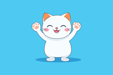 Cute Pointing Cat Vector - Adorable Cartoon Character Illustration with Playful Gesture for Fun and Whimsical Pet Art