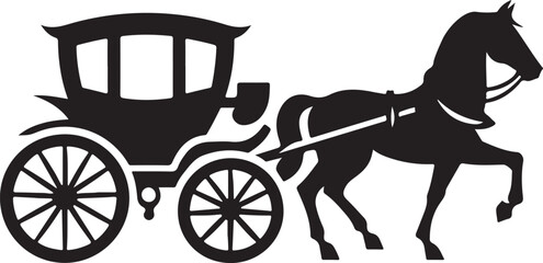 Unique horse-drawn carriage vector art, perfect for vintage-themed projects.
