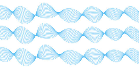 Abstract set of 3 abstract sky-blue wave lines on white background. Glowing and flowing wave lines background. colorful flowing wave design with wavy lines gradient background.