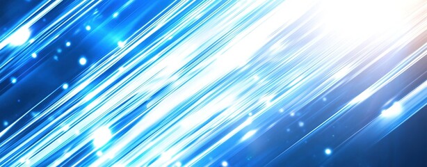 Blue and white vertical lines on a dark background, with a diagonal motion