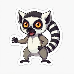 Obraz premium cute chibi illustration of a Lemur animal, designed in sticker style
