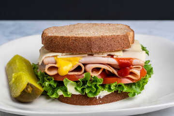 turkey  top with mustard and ketchup