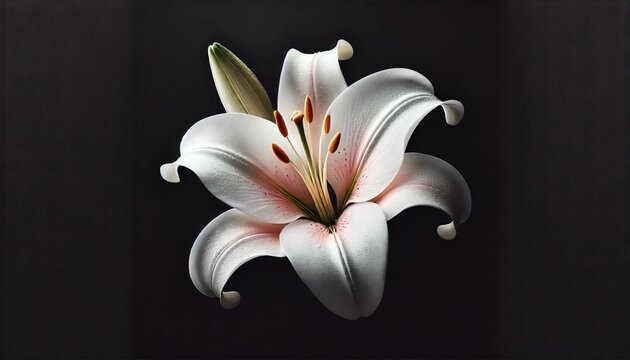 white lily isolated on black