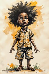 Fototapeta premium Ai illustrazione caricaturale di bambino afroamericano 01
