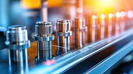 Industrial machinery components manufacturing facility product photography dynamic environment close-up view precision engineering