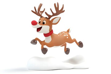 Cute cartoon reindeer with a Santa hat, perfect for Christmas card designs