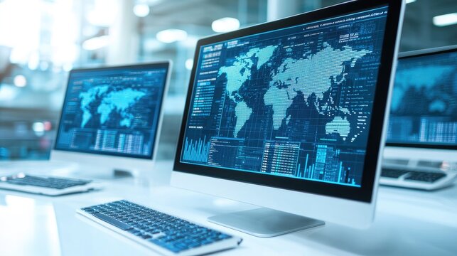 Data-driven insights in technology office space digital analysis modern environment close-up view innovative concepts for businesses