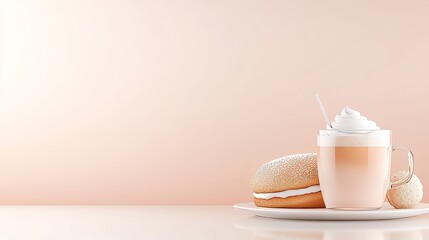 Delicious Bakery Treats with Coffee and Whipped Cream Delight