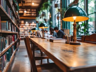 A Productive Study Session at a Modern Library Cozy Workspace Inviting Atmosphere Natural Light Focused Environment