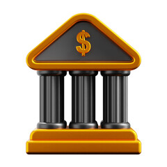 PNG 3D bank office icon isolated on a white background