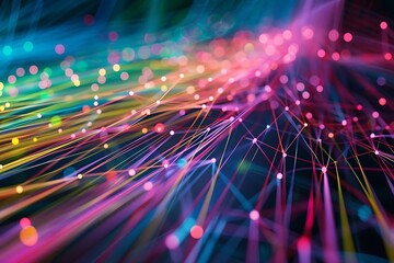 Abstract technology background with connection lines and dots. 3D Rendering