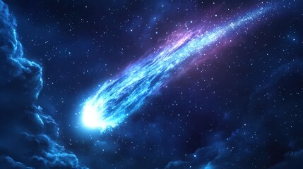 Fototapeta premium Meteor Shower. Stunning Illustration of Meteor in Starry Night Sky