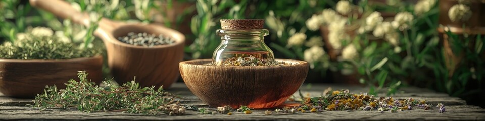 essential oil of dried flowers. Selective focus