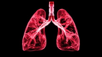 Illustration of Human Lungs Darkened by Toxic Vapor Trails Depicting the Impact of Air Pollution and Environmental Dangers on Respiratory Health in a Vivid Graphic Representation