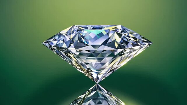 Rotating diamond on green background: multi-angle sparkle sequence