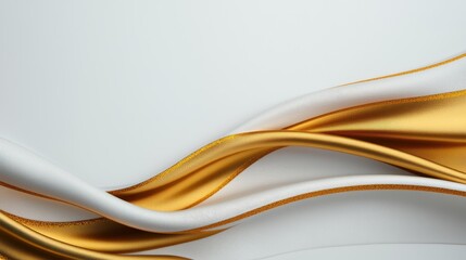 Elegant Gold and White Silk Fabric Waves on Soft Background