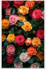 background of colorful roses. Selective focus