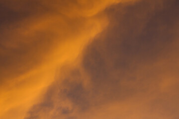 Golden yellow clouds in the sky