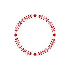 Lovely, round red heart frame with a romantic and vintage feel, featuring elegant decorations for Valentine’s cards and romantic decor.