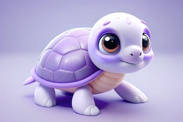 A Cute 3d purple Sea turtle on light purple background