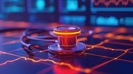 Colorful medical technology with stethoscope on data visualization chart