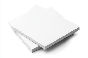 Two overlapping blank white sheets on white background for mockups or designs