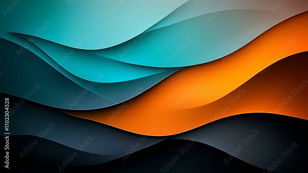 Canvas Prints vibrant teal, orange, and charcoal abstract background featuring gradient waves with glowing noise t