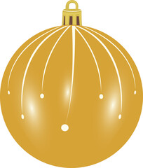 Golden Christmas  Shiny Glass Ball ornament vector illustration. Christmas Ornament. 