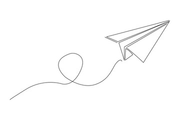 Paper airplane drawing. line art illustration