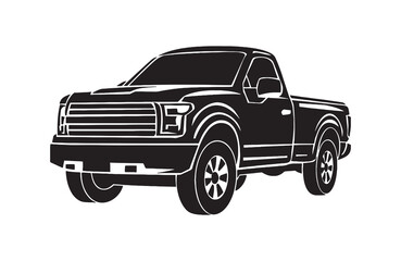 Freight Hauler Heavy Duty Cargo Truck Silhouette black colour vector