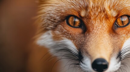 Close-Up Portrait of a Fox with Striking Amber Eyes and Soft Fur