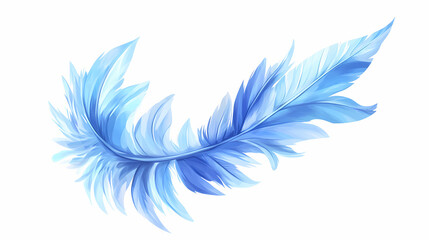 Feather softness, delicate azure plume. a gentle blue feather, light as air, evokes feelings of peace, tranquility, and the ephemeral beauty of nature. Cerulean. Illustration