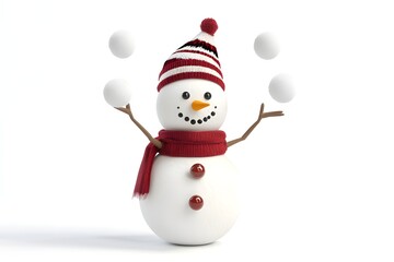 A cute cartoon snowman wearing a hat and scarf, perfect for Christmas and winter holiday decorations