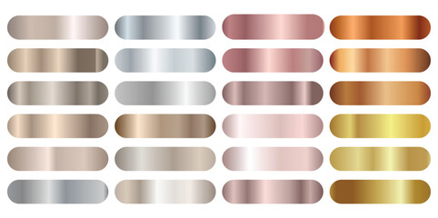 Gradation Gold, silver, bronze set vector. Metalic gradient collection