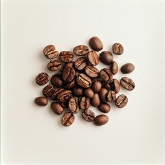 Naklejka premium Freshly Roasted Coffee Beans Arranged Neatly on a Light Background Showcasing Their Rich Texture and Unique Features for Culinary or Beverage Projects