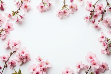 Fototapeta premium 桜の花びらが散りばめられた美しい背景での春の季節の風情