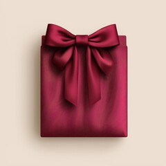 Elegant Red Gift Box with Satin Bow on Neutral Background