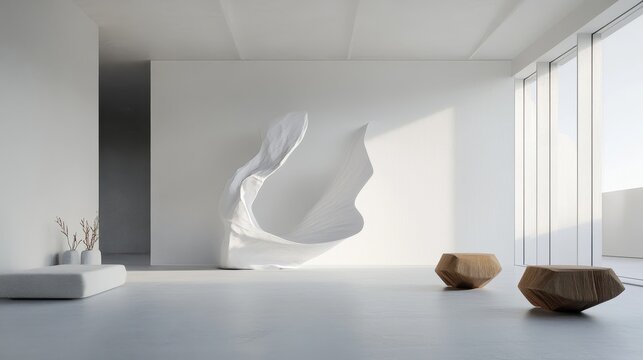 Minimalist Sculpture Exhibition in a Bright, Airy Gallery Space