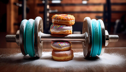  Donuts Stacked on a Dumbbell