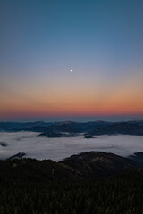 Sonnenaufgang Rennfeld - Hochsteiermark - Nebelmeer - Vollmond