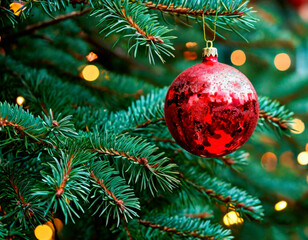 New Year's ball on the Christmas tree