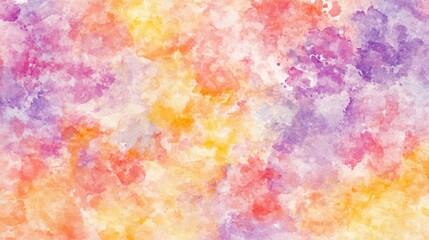 Abstract watercolor background with pink, purple, orange, and yellow splatters.