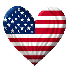 Fototapeta premium heart shape of american flag on transparent background