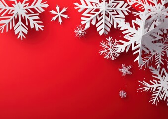 Red background with white snowflakes red color scheme, gradient background, Christmas concept Generative AI