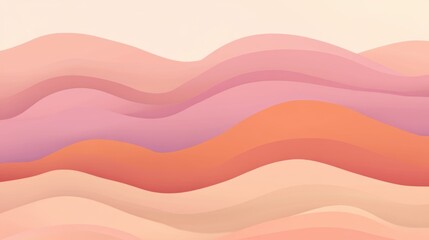 Fototapeta premium A soothing abstract background inspired by a serene sunset, featuring soft gradients transitioning from deep orange and coral to pale pink and lavender, evoking warmth and tranquility.