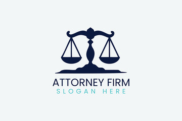 Professional logo design featuring balanced scales for an attorney firm