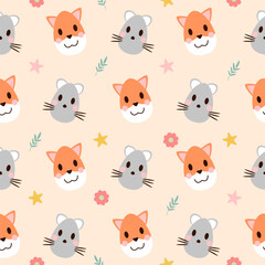 Seamless pattern with art design elements, and colorful Easter eggs.